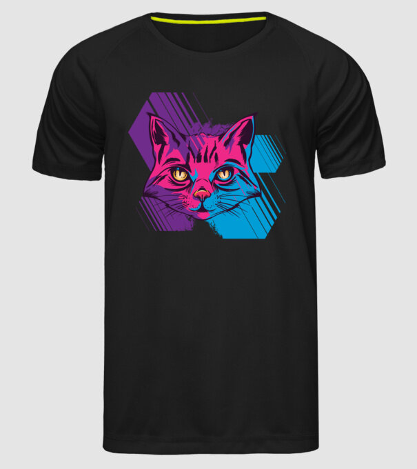 Pisică Neon model negru pe tricou