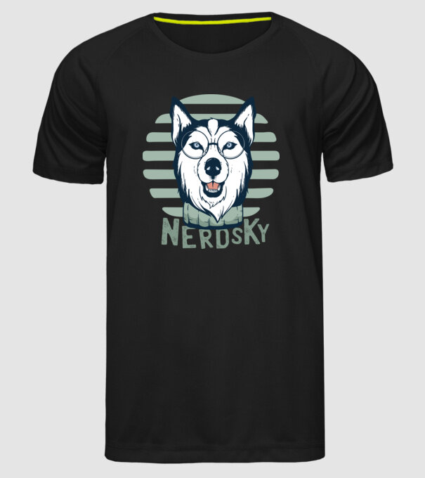 Nerdsky Husky model negru pe tricou