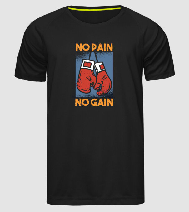 No pain no gain box model negru pe tricou