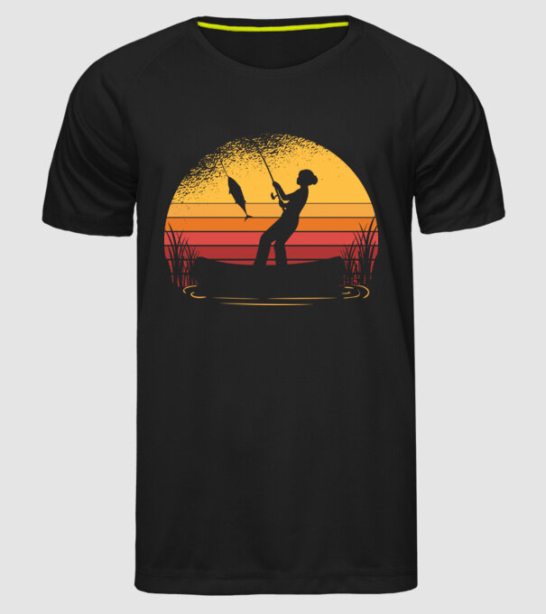 Femeie Pescar model negru pe tricou