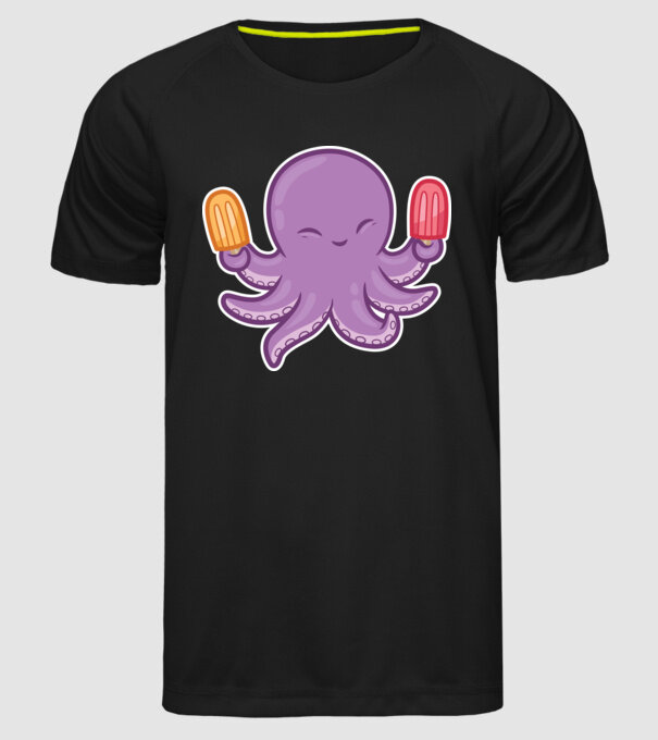 Înghețată Caracatiță Octopus model negru pe tricou