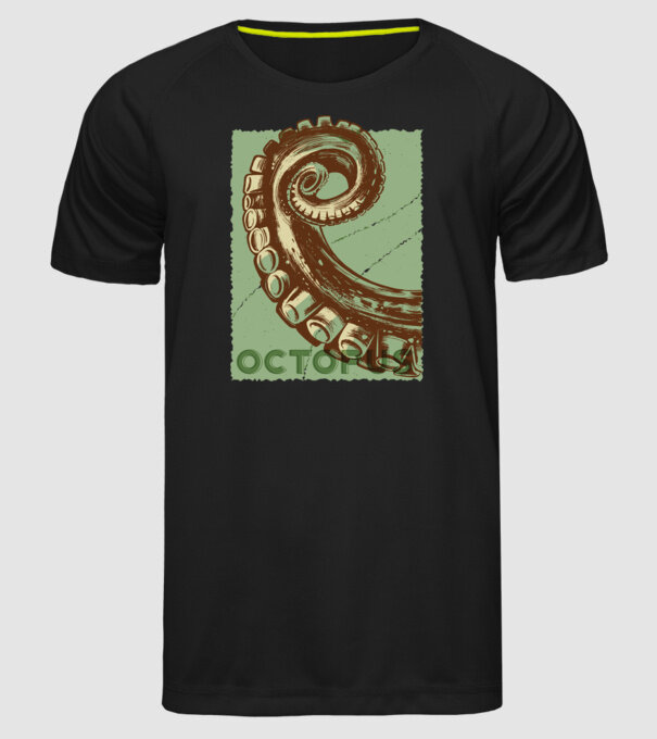Caracatiță Octopus model negru pe tricou