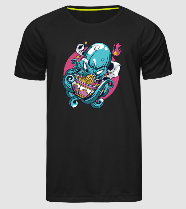 Octopus Ramen model negru pe tricou