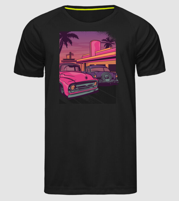 Old school California model negru pe tricou