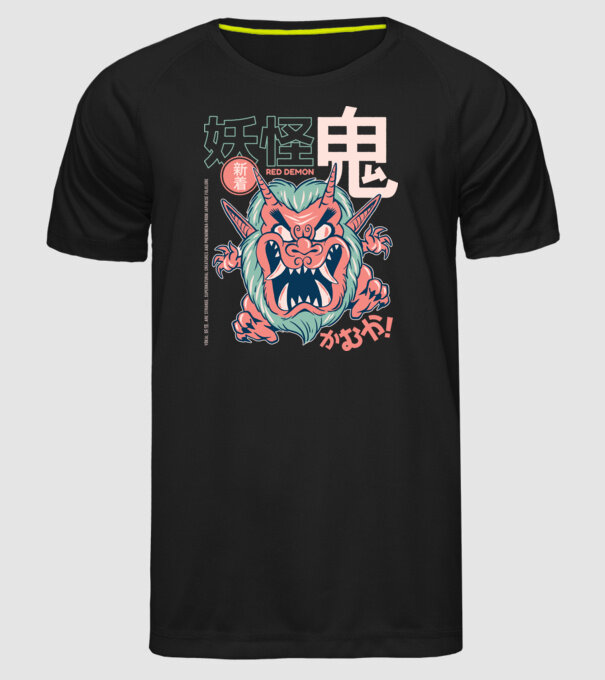Oni Yokai Anime model negru pe tricou