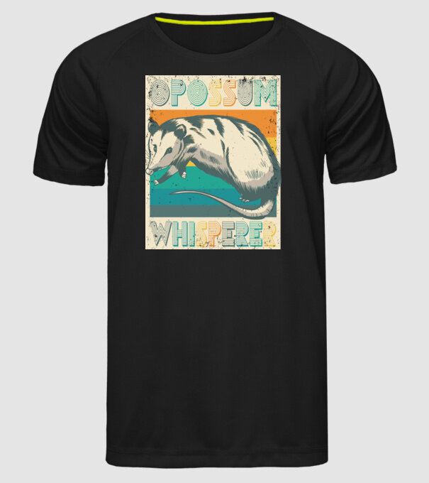 Opossum Whisperer model negru pe tricou