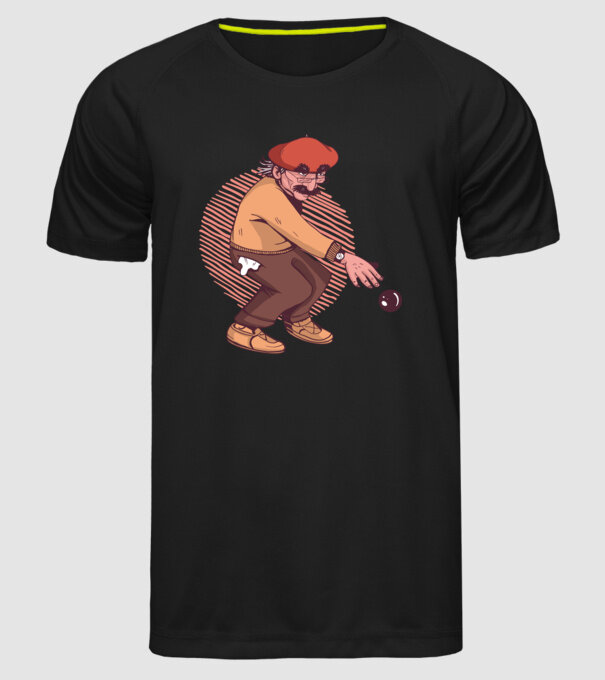 Petanque bătrân model negru pe tricou