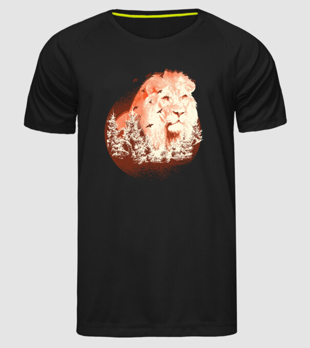 Tricou Leu Natură model negru pe tricou
