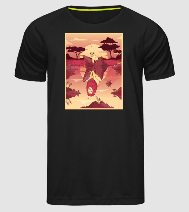 Reflecție leu model negru pe tricou