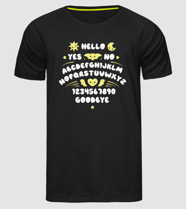 Motiv Ouija model negru pe tricou