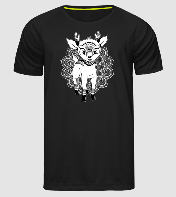 Mandala Căprioară model negru pe tricou
