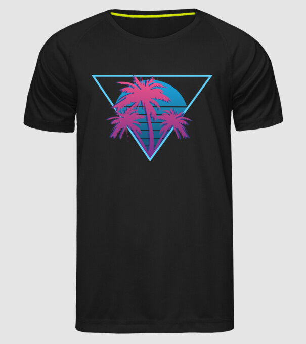 Copaci de palmier Retro Neon model negru pe tricou