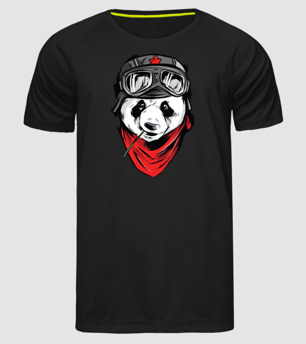 Panda Gerilla model negru pe tricou