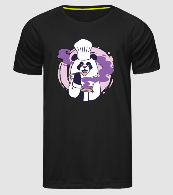 Panda Chef model negru pe tricou