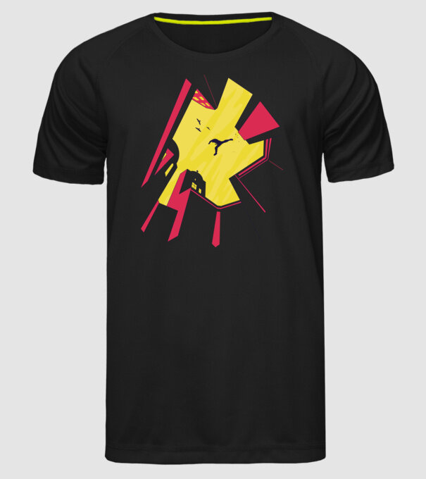 Alergare Parkour model negru pe tricou