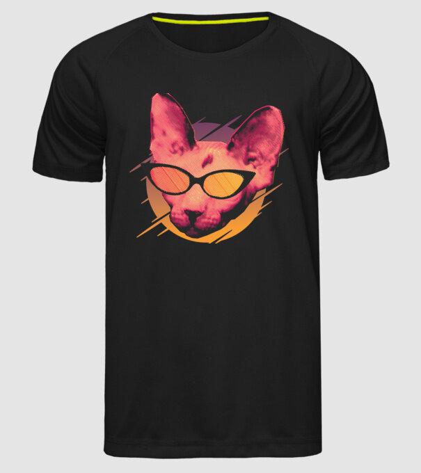 Pisică Petrecere model negru pe tricou