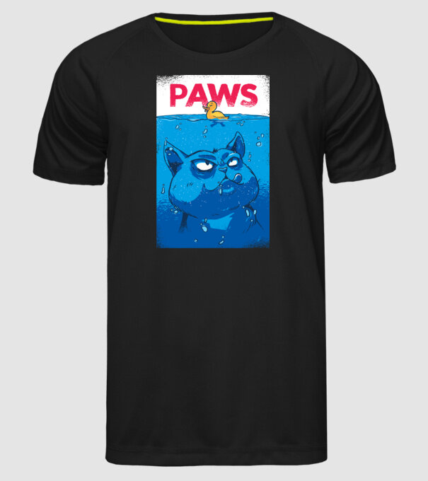 Paws Pisică la atac model negru pe tricou