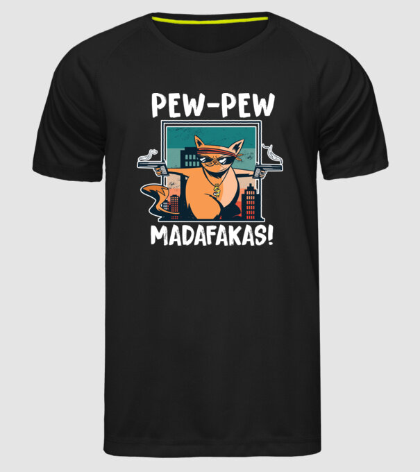 Pew Pew Pew Madafakas Pisică model negru pe tricou