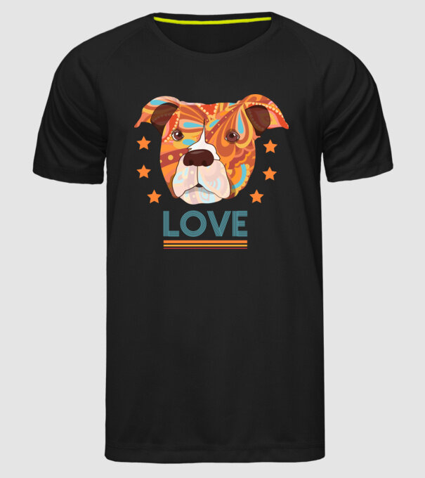 Dragoste Pitbull model negru pe tricou