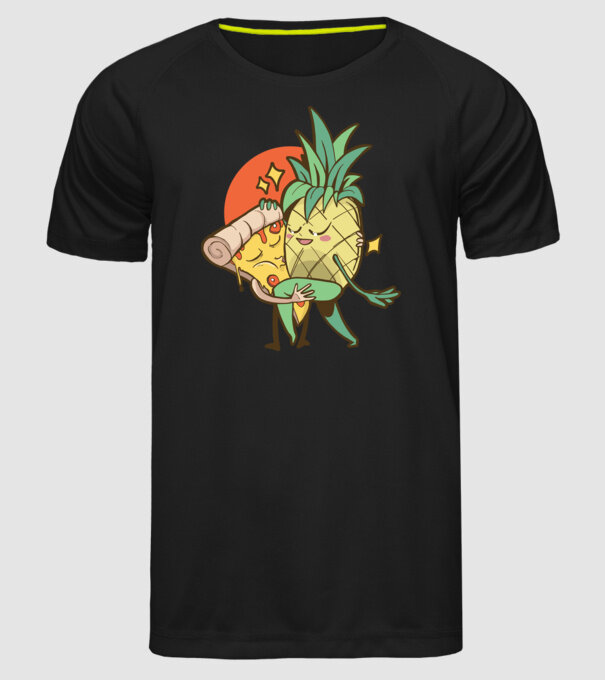 Pizza Ananas Dans model negru pe tricou