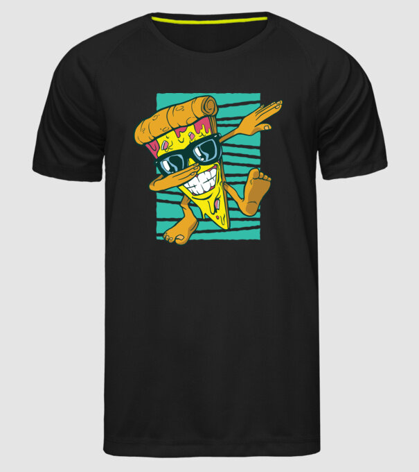 Felie de pizza DAB model negru pe tricou