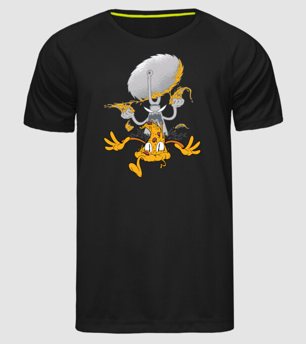 Monstru tăietor de Pizza model negru pe tricou