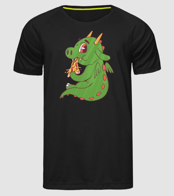 Pizza Dino model negru pe tricou