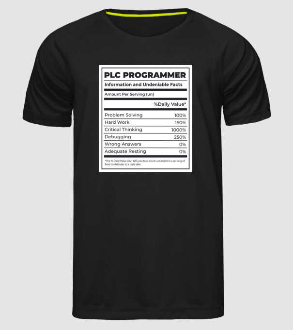 Programator PLC model negru pe tricou