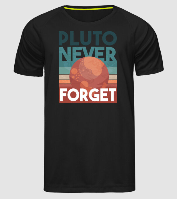Pluto never forget model negru pe tricou
