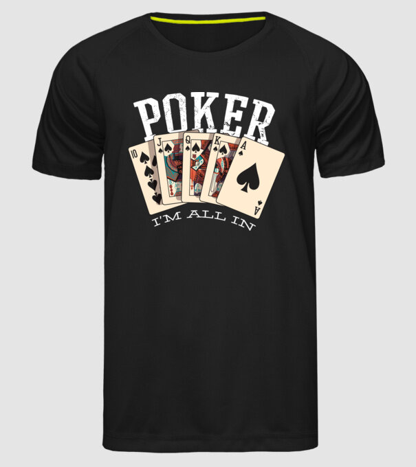 Poker All in model negru pe tricou