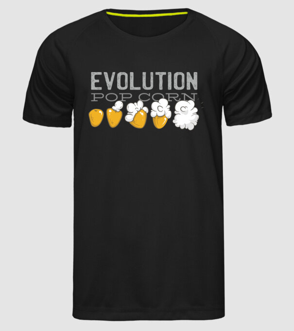 Evoluție Popcorn model negru pe tricou