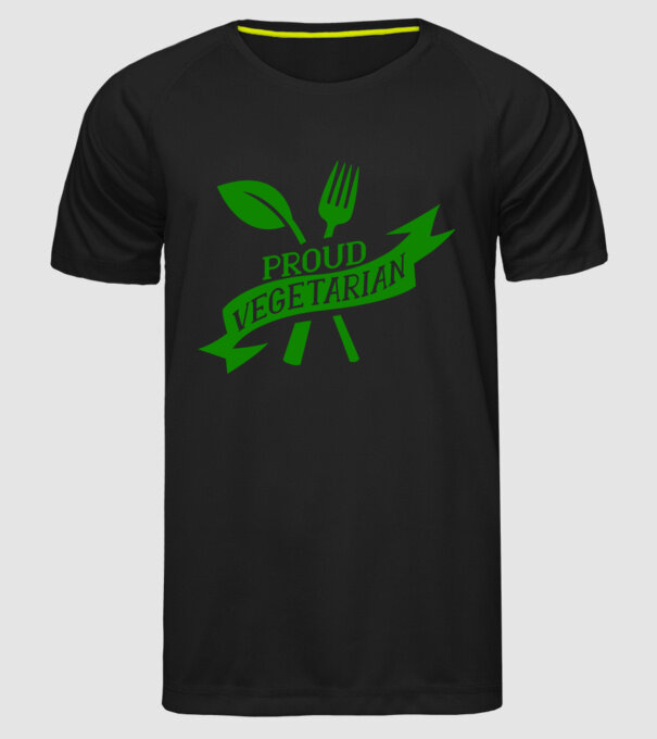 Proud Vegetarian model negru pe tricou
