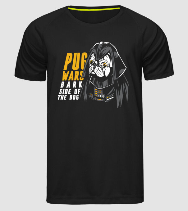 Pug Wars Mops model negru pe tricou