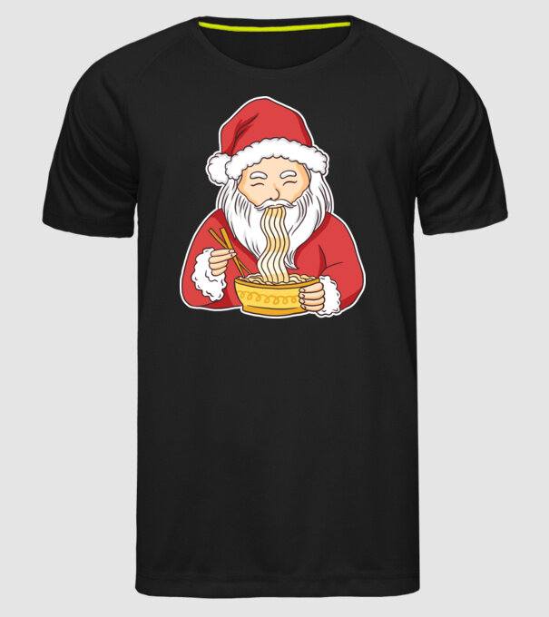 Moș Crăciun Ramen model negru pe tricou