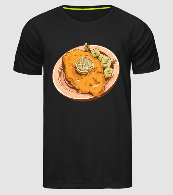 Șnițel vienez Wiener Schnitzel model negru pe tricou