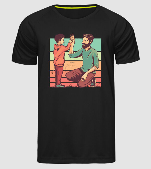 Tată și fiu retro model negru pe tricou