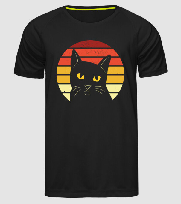 Cap pisică retro model negru pe tricou
