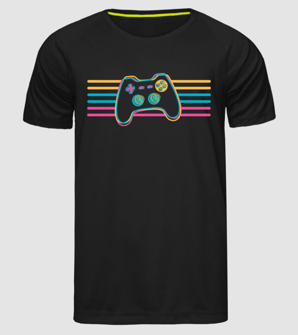 Gamer Controler Retro model negru pe tricou