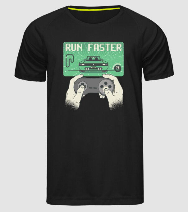 Retro gamer Outrun model negru pe tricou