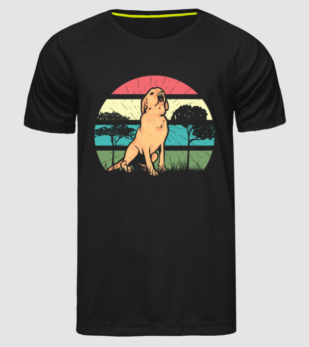 Golden Retriever retro model negru pe tricou