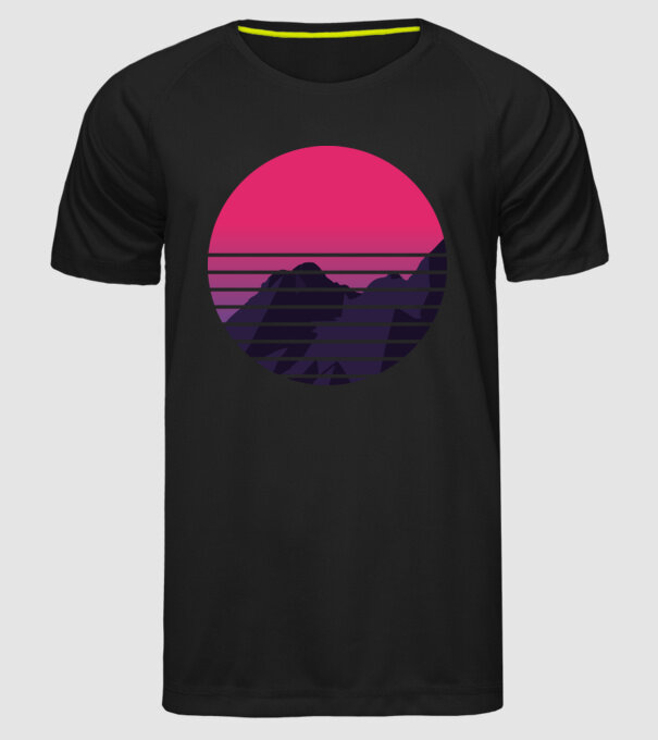 Retro Munte model negru pe tricou