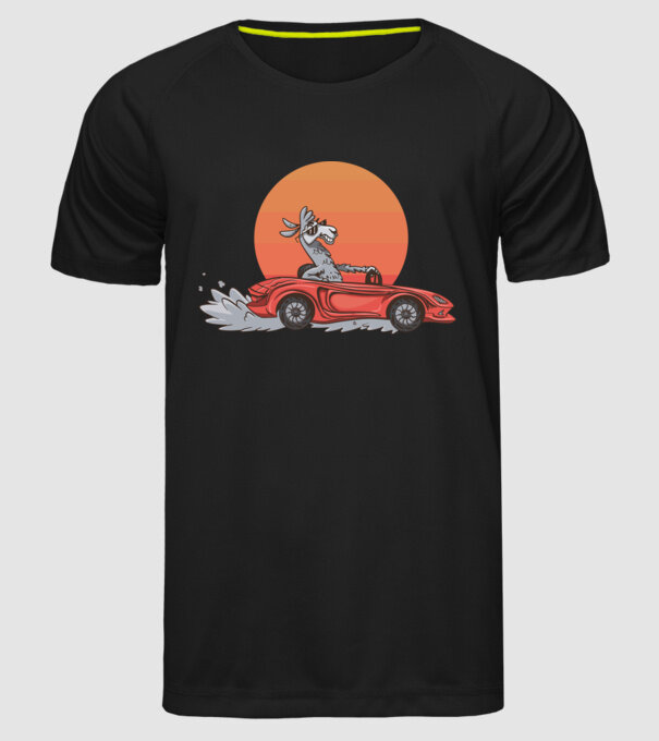 Mașină Retro Llama model negru pe tricou