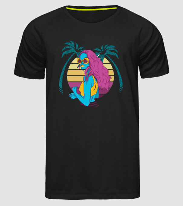 Fată Retro model negru pe tricou
