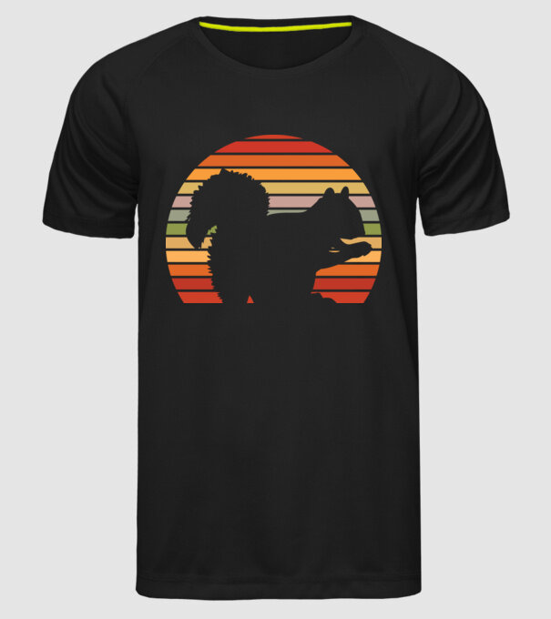 Veveriță Retro model negru pe tricou