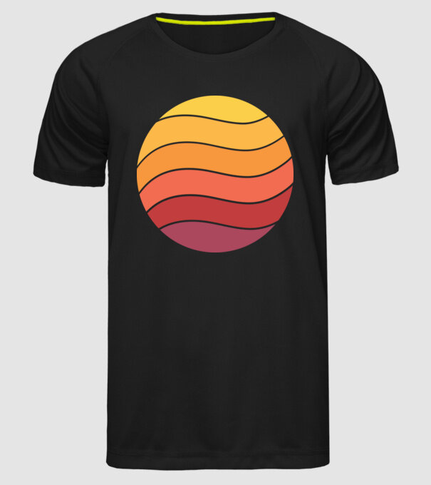 Fond Retro Apus de soare model negru pe tricou