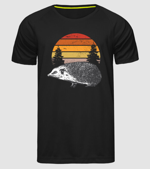 Arici Retro model negru pe tricou