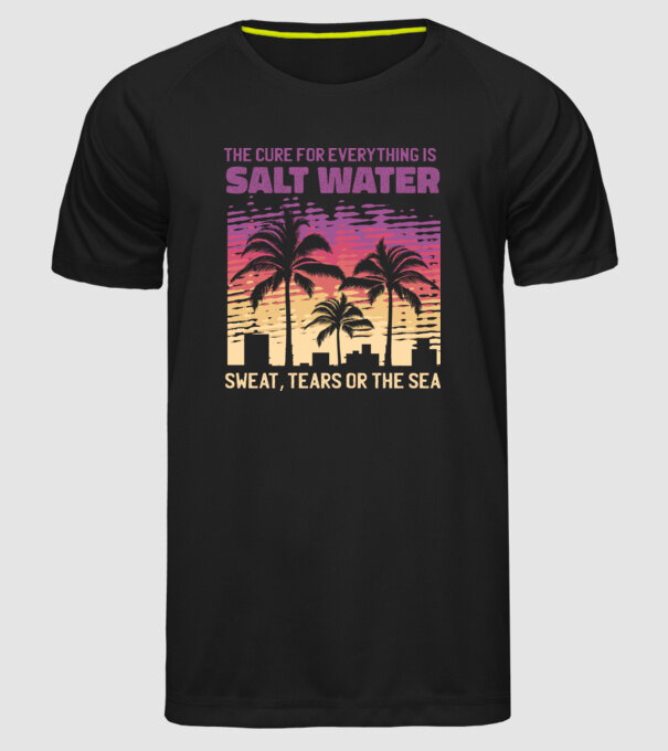 Retro Sunset - Apa sărată este leac pentru orice model negru pe tricou