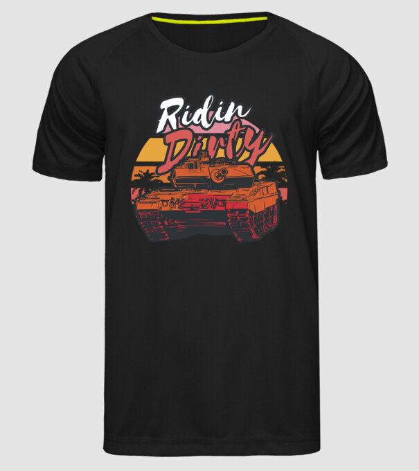 Ridin Dirty tricou cu tanc model negru pe tricou