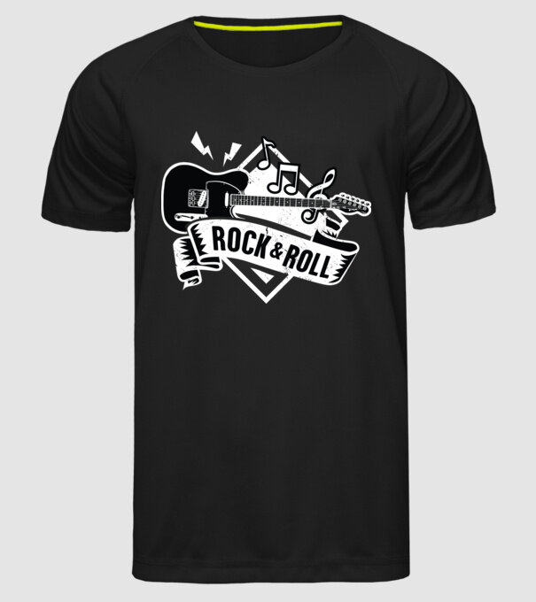 Rock & Roll chitară model negru pe tricou