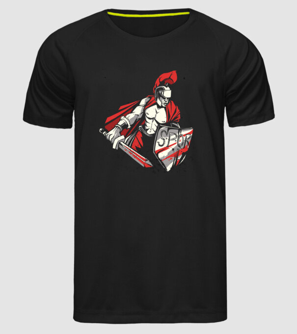 SPQR războinic Roman model negru pe tricou